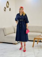 پیراهن سیلک کمربند دار